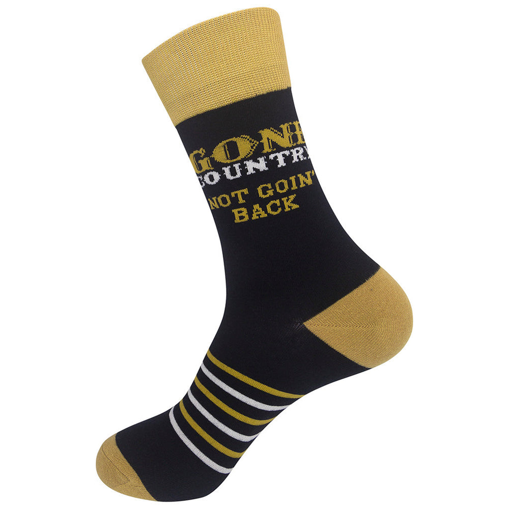 Unisex Gone Country crew socks top view of single sock