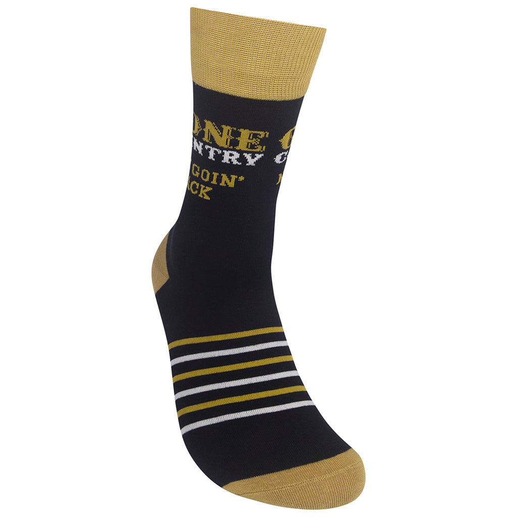 Unisex Gone Country crew socks angled view of single sock