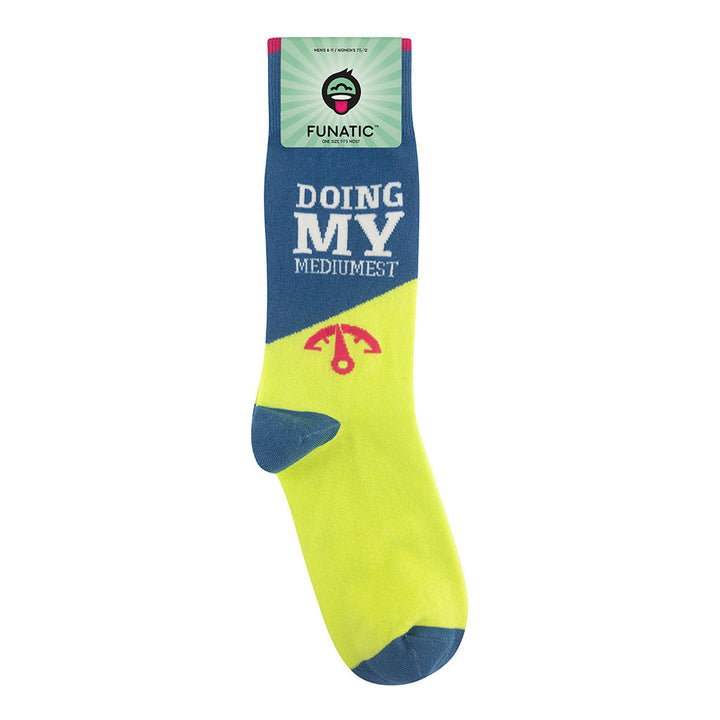 Doing My Mediumest socks retail packaging