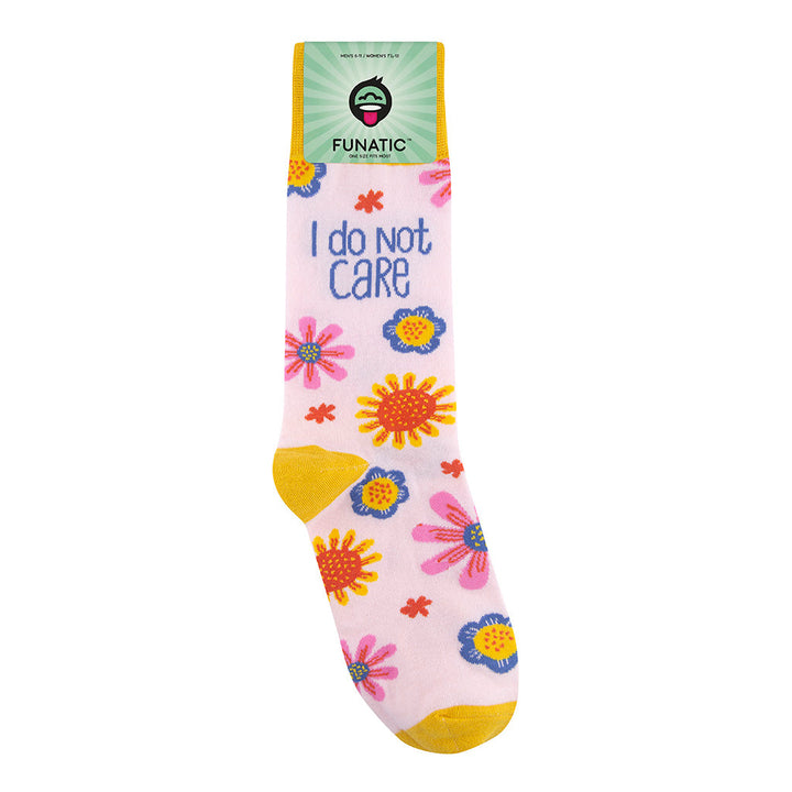 I Do Not Care socks retail packaging
