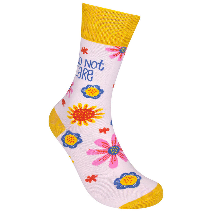 I Do Not Care socks right angle view showing full design