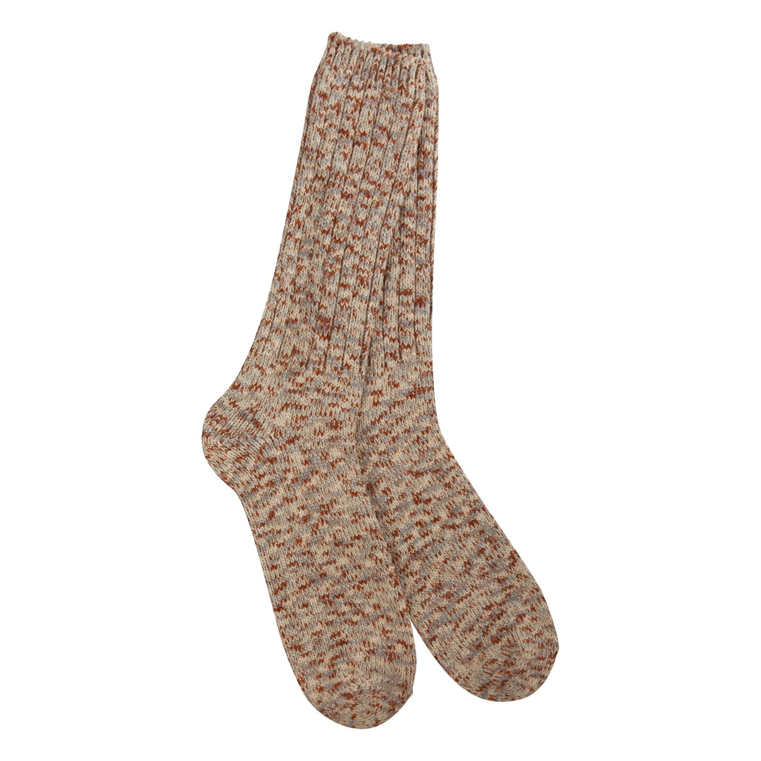 Ragg Taupe 1902 Metro Crew socks in warm marled taupe