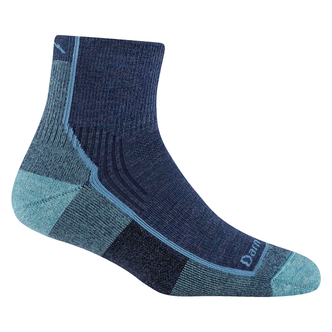 Blue Jay quarter hiking sock with aqua heel and toe accents