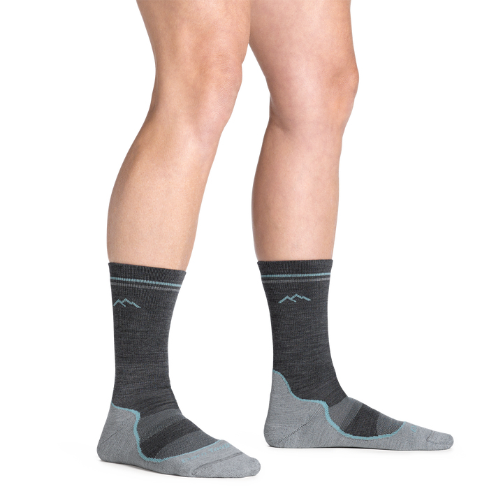 Light Hiker Boot slate socks full view on model