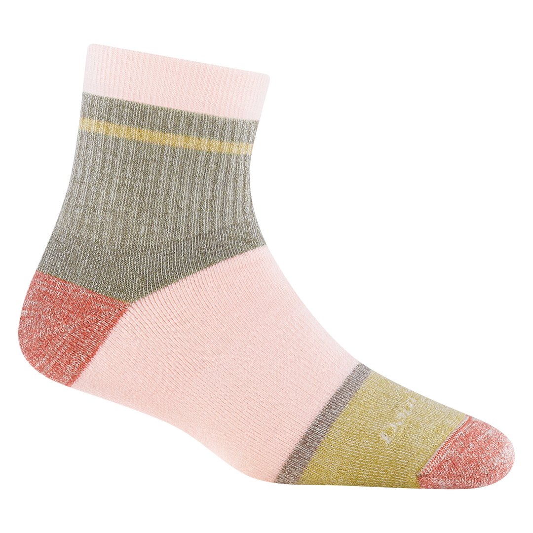 Women's heavyweight full-cushion shorty lifestyle sock in dusty rose, flat side view