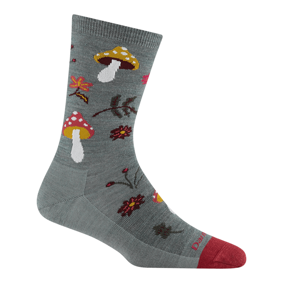 Shroom Bloom seafoam crew socks - right foot view