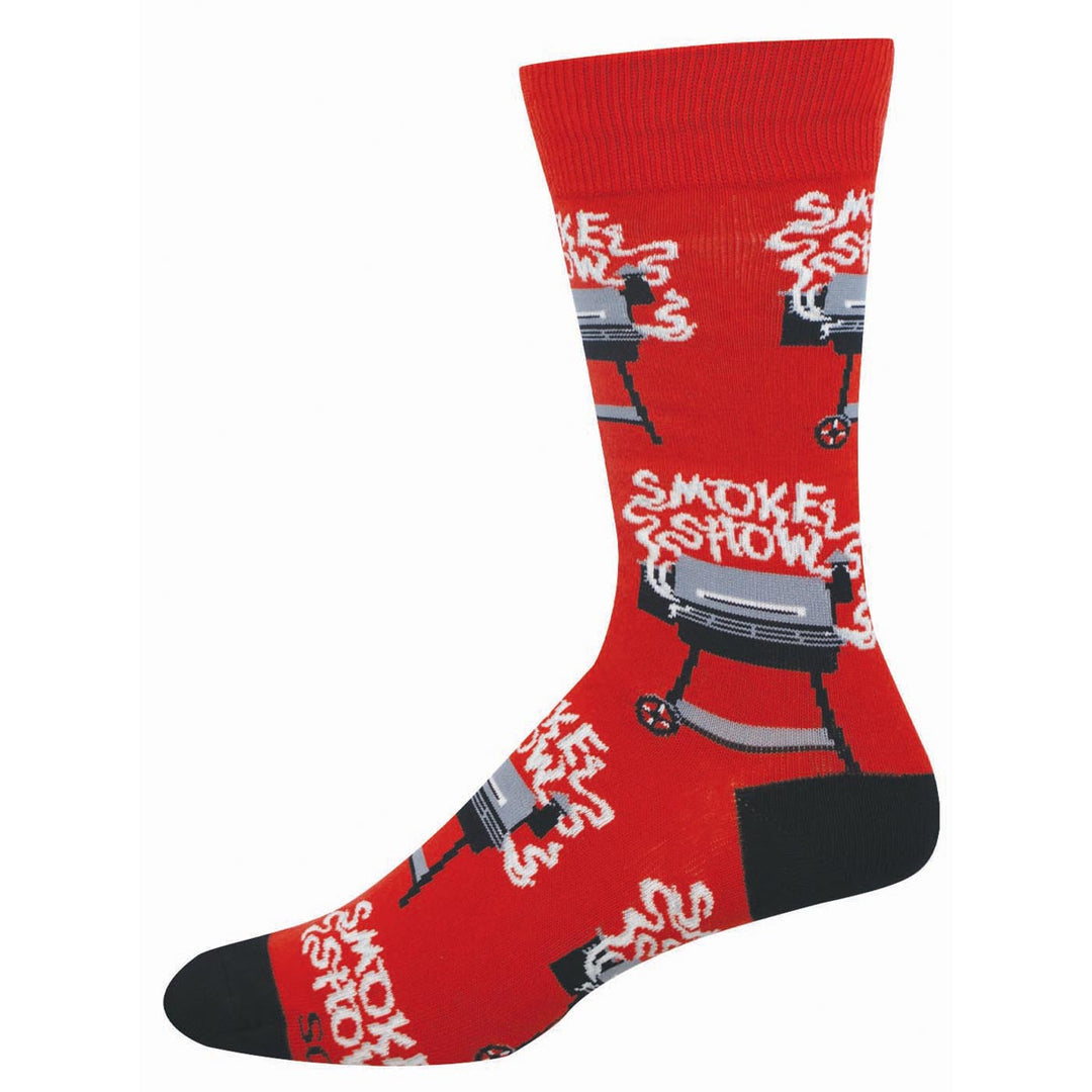 Red sock with grill graphic and &