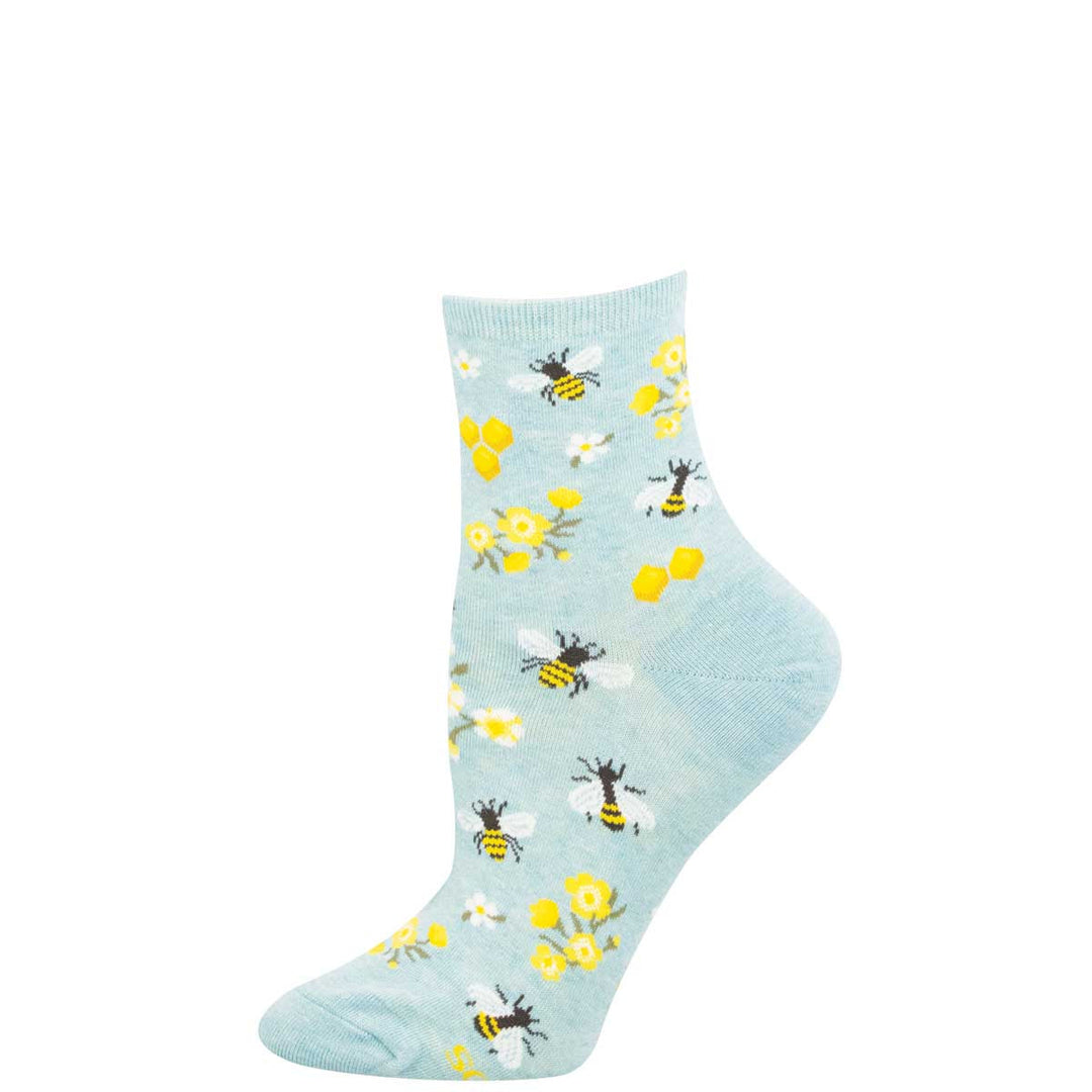Honey Bee Floral blue heather socks - product view