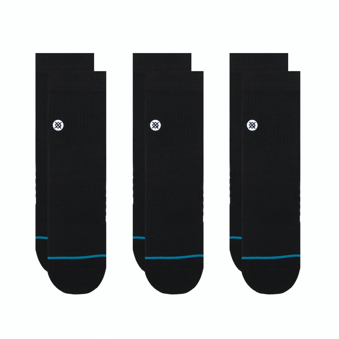 Icon Quarter 3-Pack Black Ankle Socks | Women&