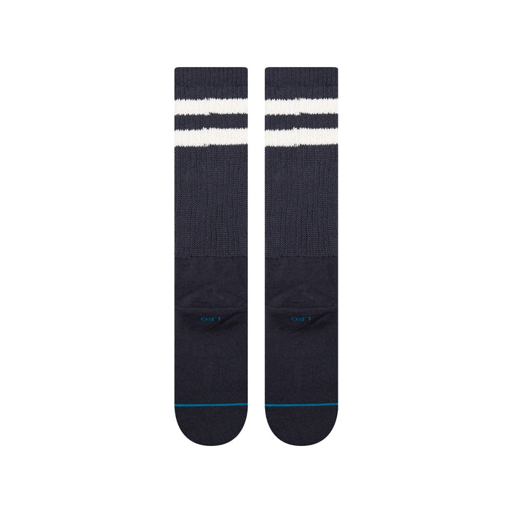 Stripe Slouch socks in navystripe - lifestyle view