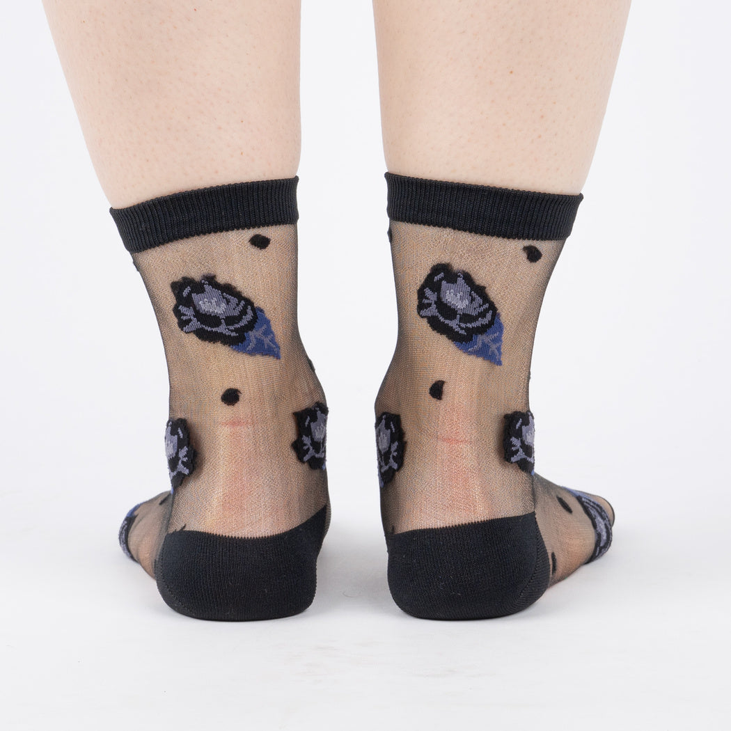 Will You Accept this Rose? Black Sheer Crew Socks | Women&