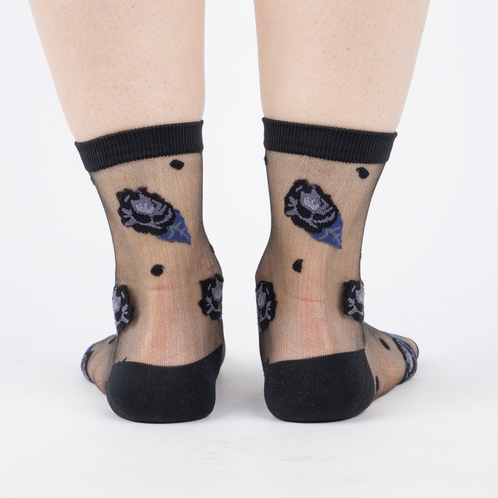 Will You Accept this Rose? Black Sheer Crew Socks | Women&