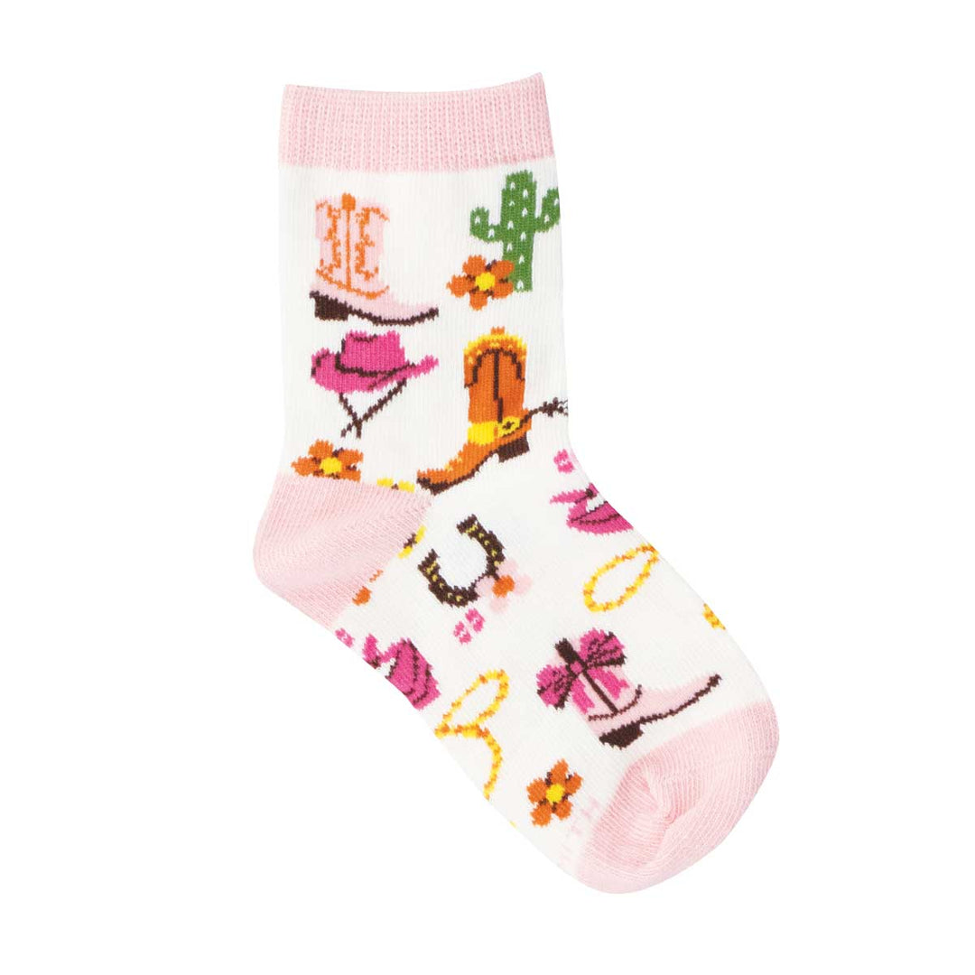 Yee Haw Cowgirl white socks - product view