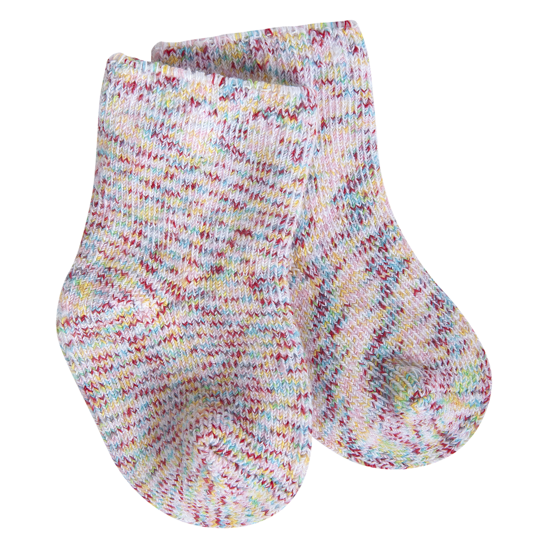 Whimsical Multi Ragg Infant Crew socks in colorful marled pattern