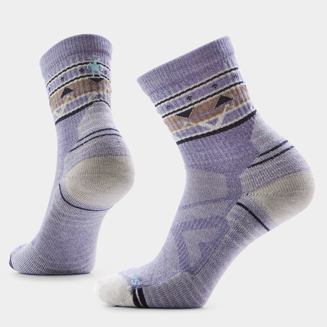 Smartwool Hike Light Cushion Zig Zag Valley Mid Micro Crew Socks in Chalk violet - right foot view