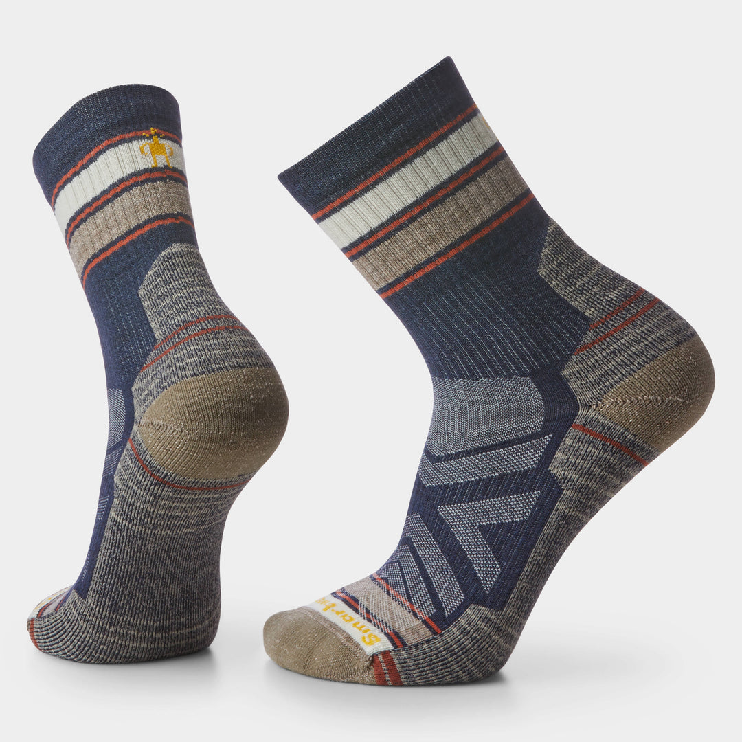 Smartwool Hike Light Cushion Striped Mid Micro Crew Socks in Deep navy - right foot view