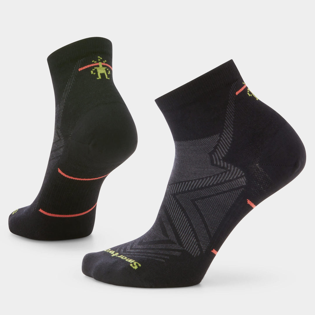Smartwool Run Zero Cushion Ankle Socks in Black - right foot view