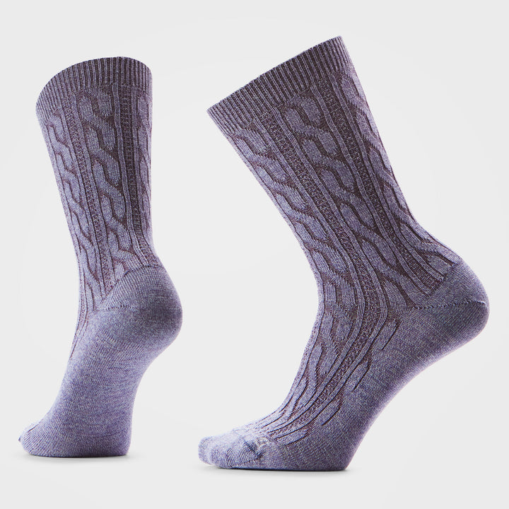 Smartwool Everyday Cable Crew Socks in Chalk violet - right foot view