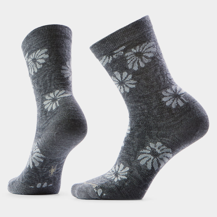 Smartwool Everyday Floral Crew Socks in Medium gray - right foot view