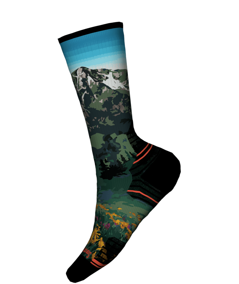 Capri Women’s Hike Targeted Cushion Mountain Lake Print Socks