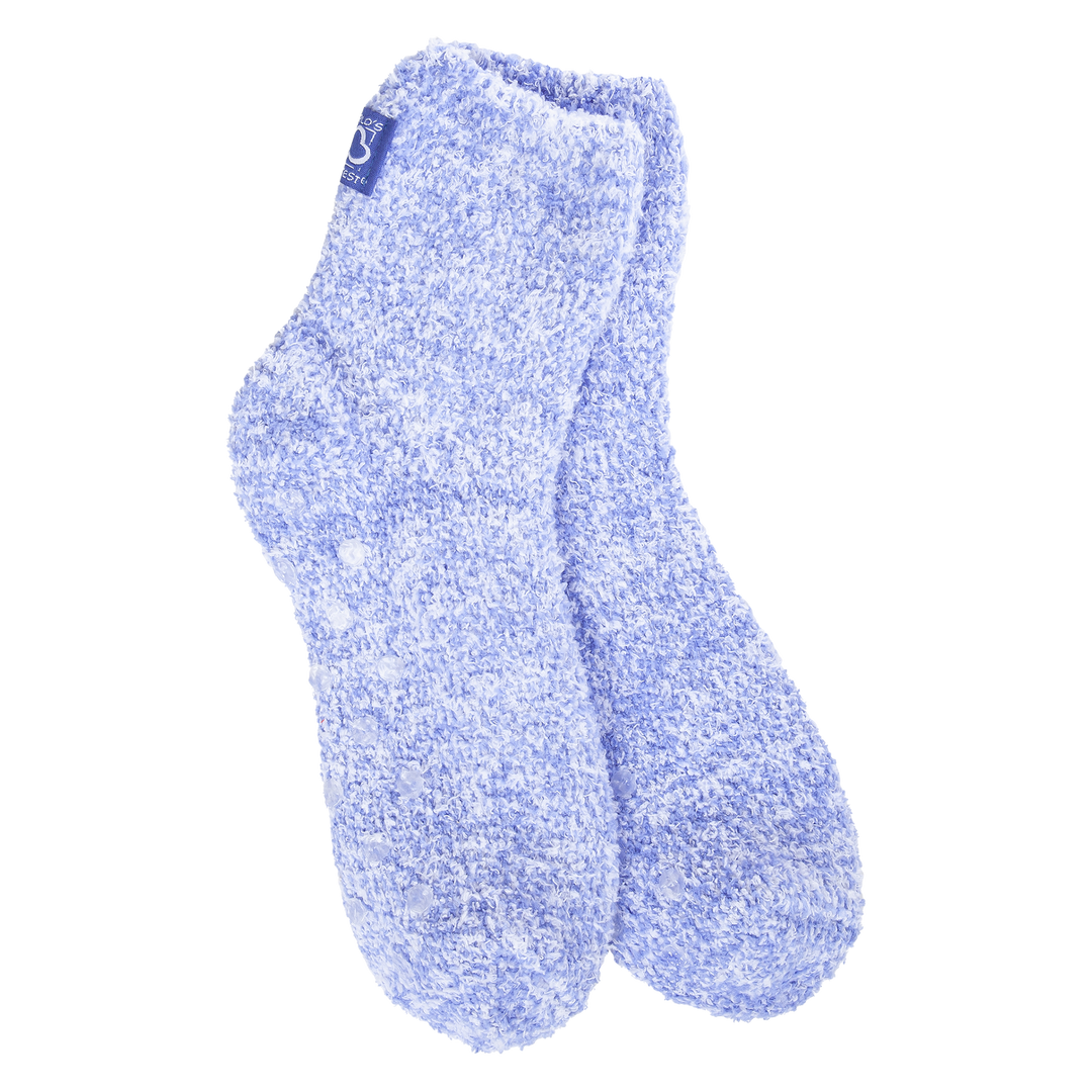 Persian Jewel Cozy Quarter socks with grippers in vibrant blue