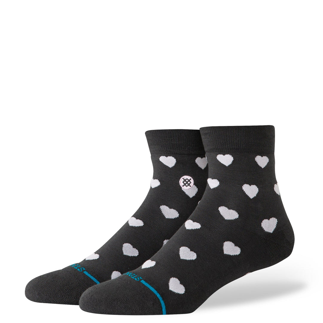 Charcoal hearts lowrider socks front view