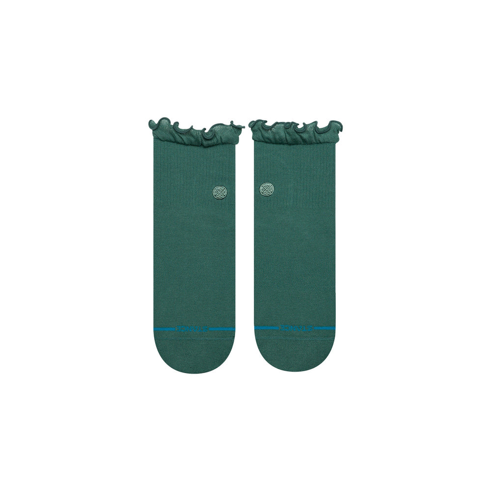 Ruffle Icon Quarter socks in teal - side view