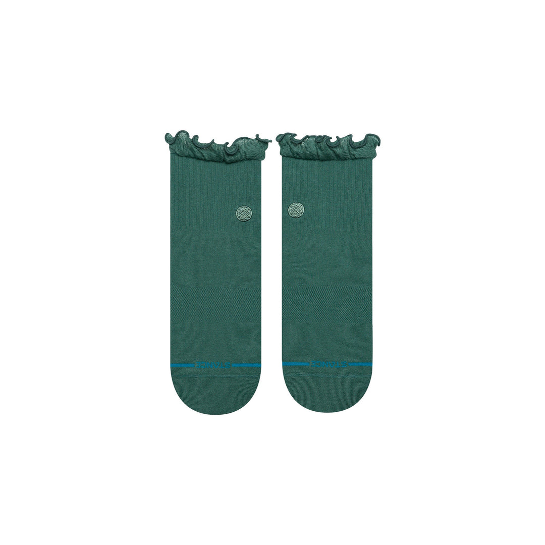 Ruffle Icon Quarter socks in teal - side view