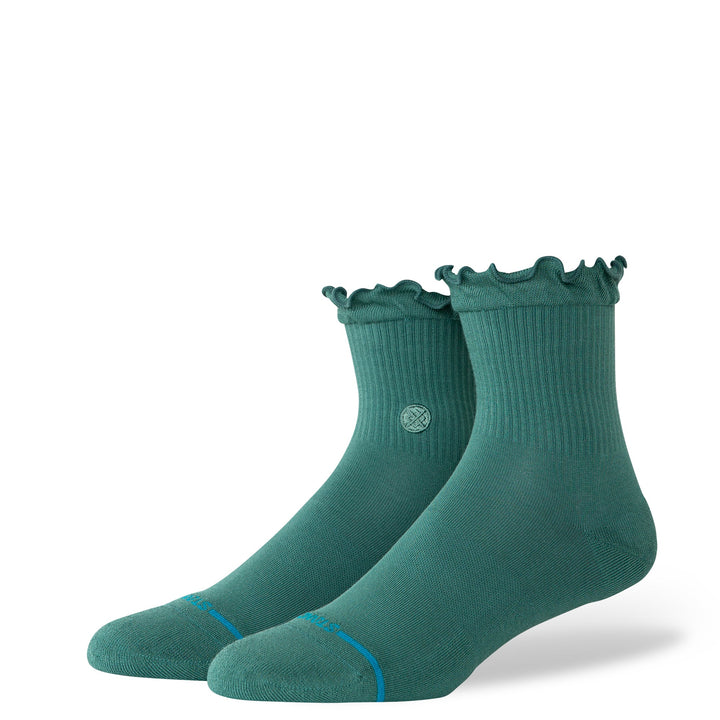 Ruffle Icon Quarter socks in teal - main view