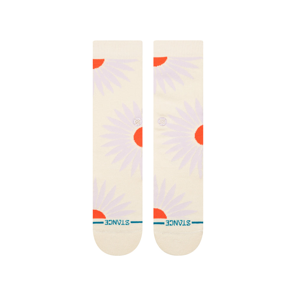 Women's sunburst crew socks in cream, flat lay detail