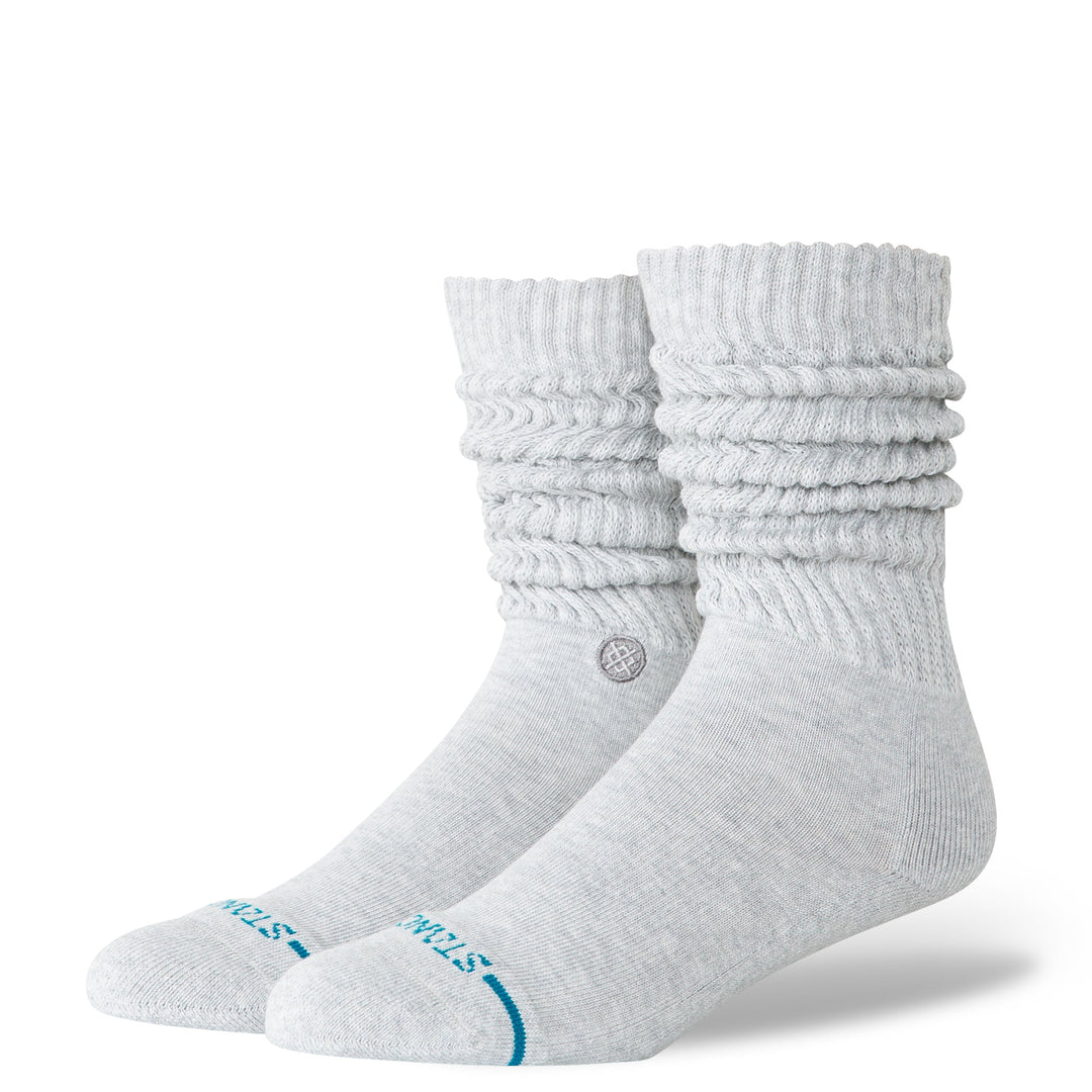 Heather Grey icon slouch crew socks front view