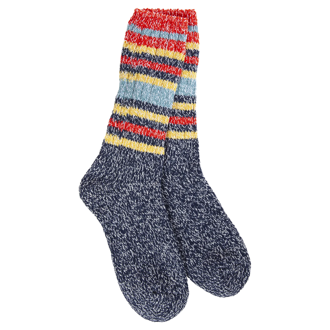 Indigo Stripe Weekend Ragg Crew Socks | Women&