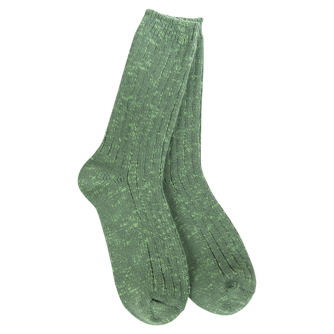 Ivy Cotton Slub Marled Crew socks in deep green