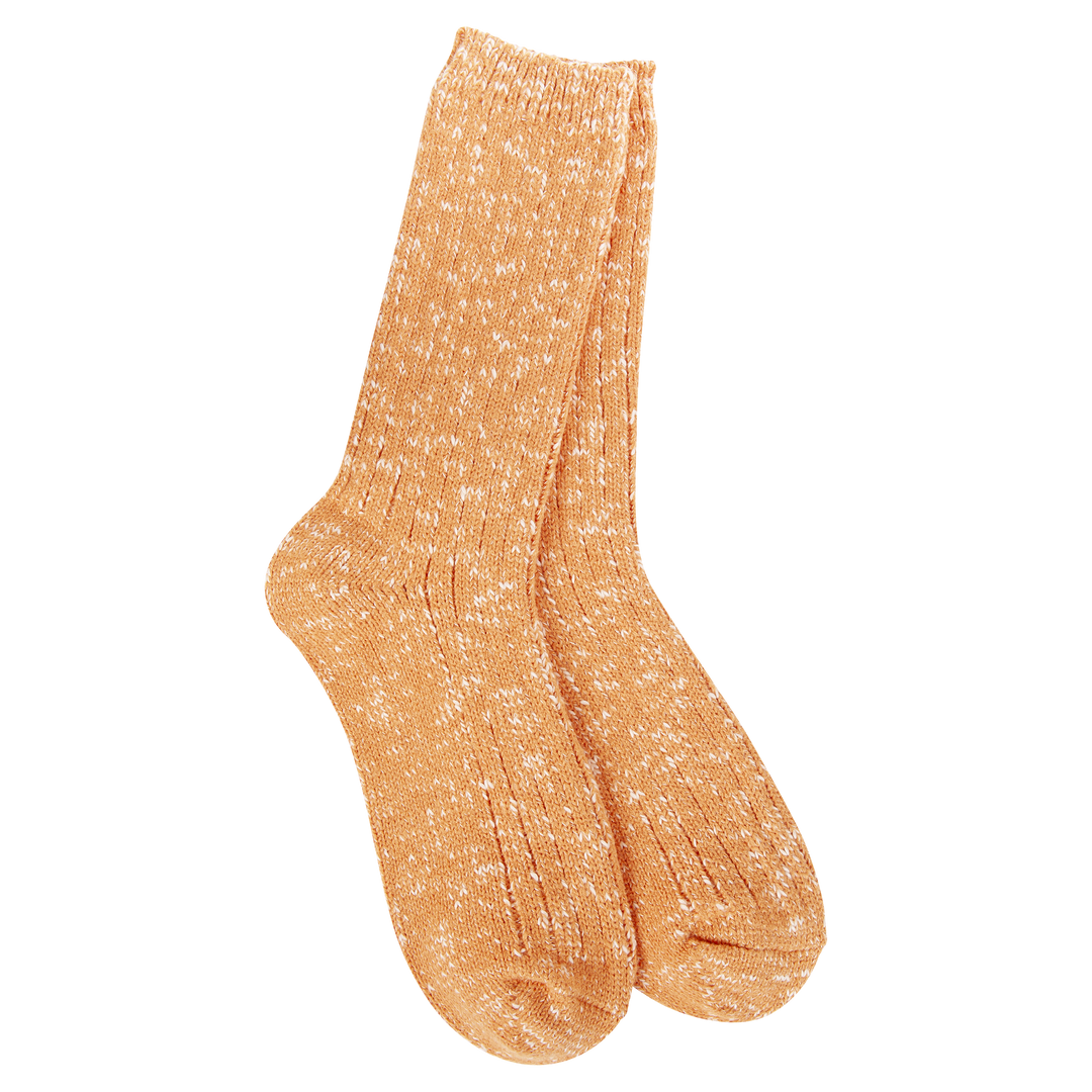 Orange Cotton Slub Marled Crew socks in vibrant orange