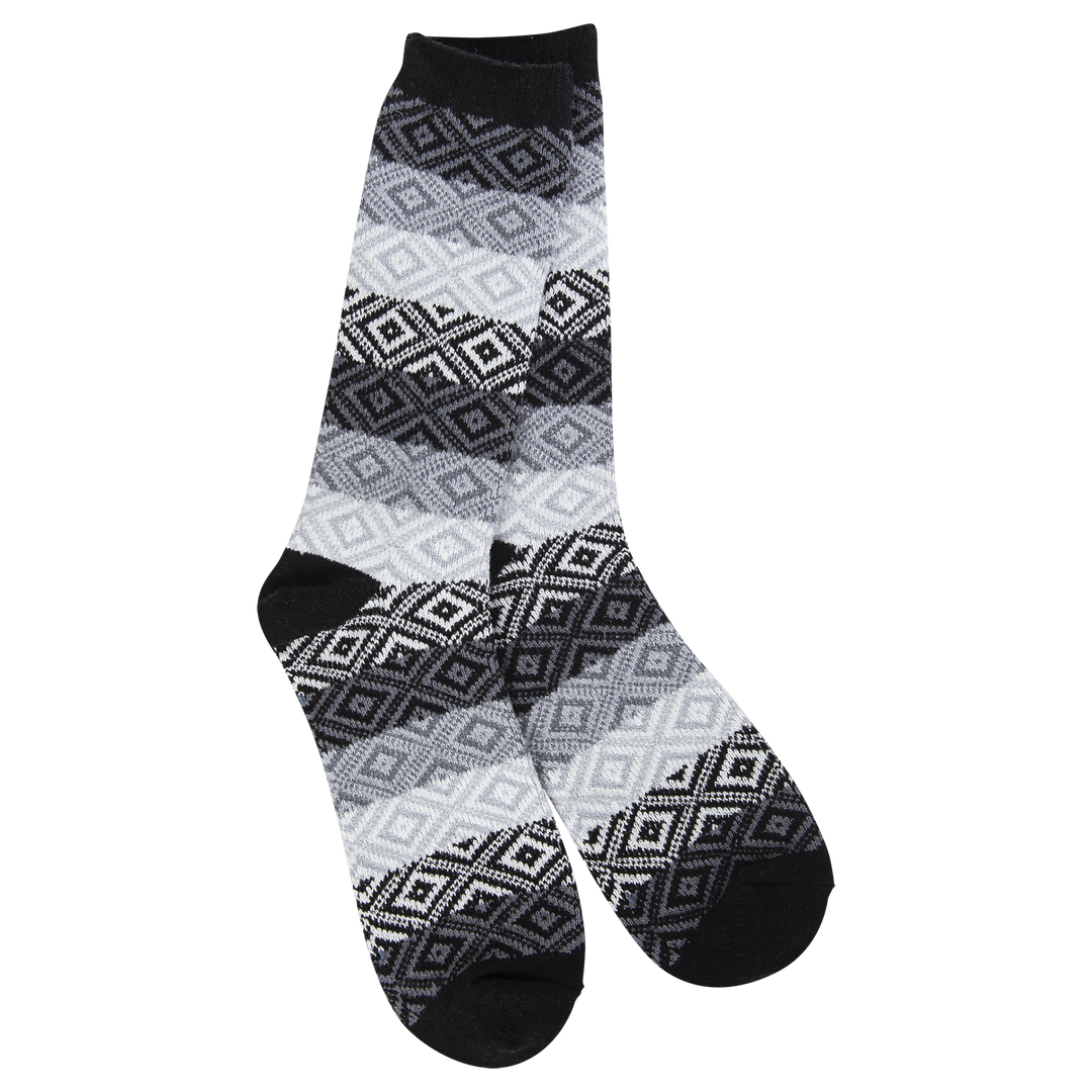 Black Multi Weekend Gem Crew socks with diamond pattern