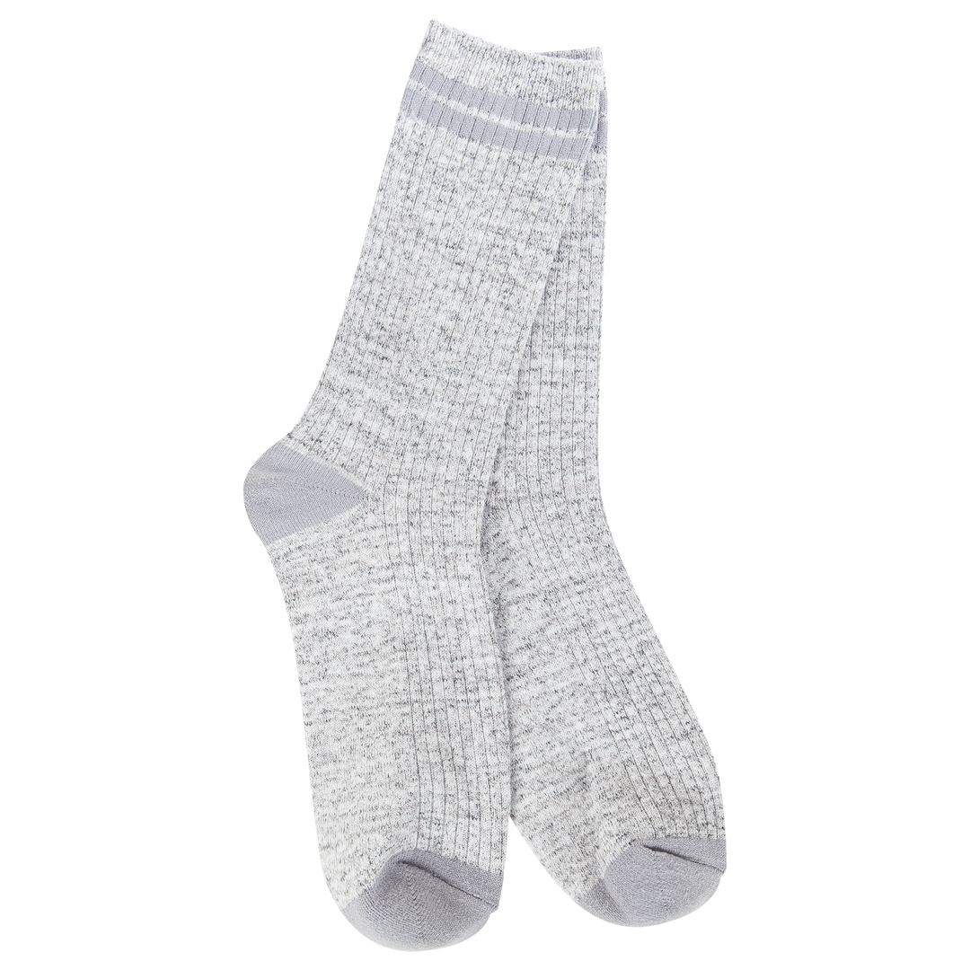 Heather Grey Light Weight Rugby Crew socks in grey stripes
