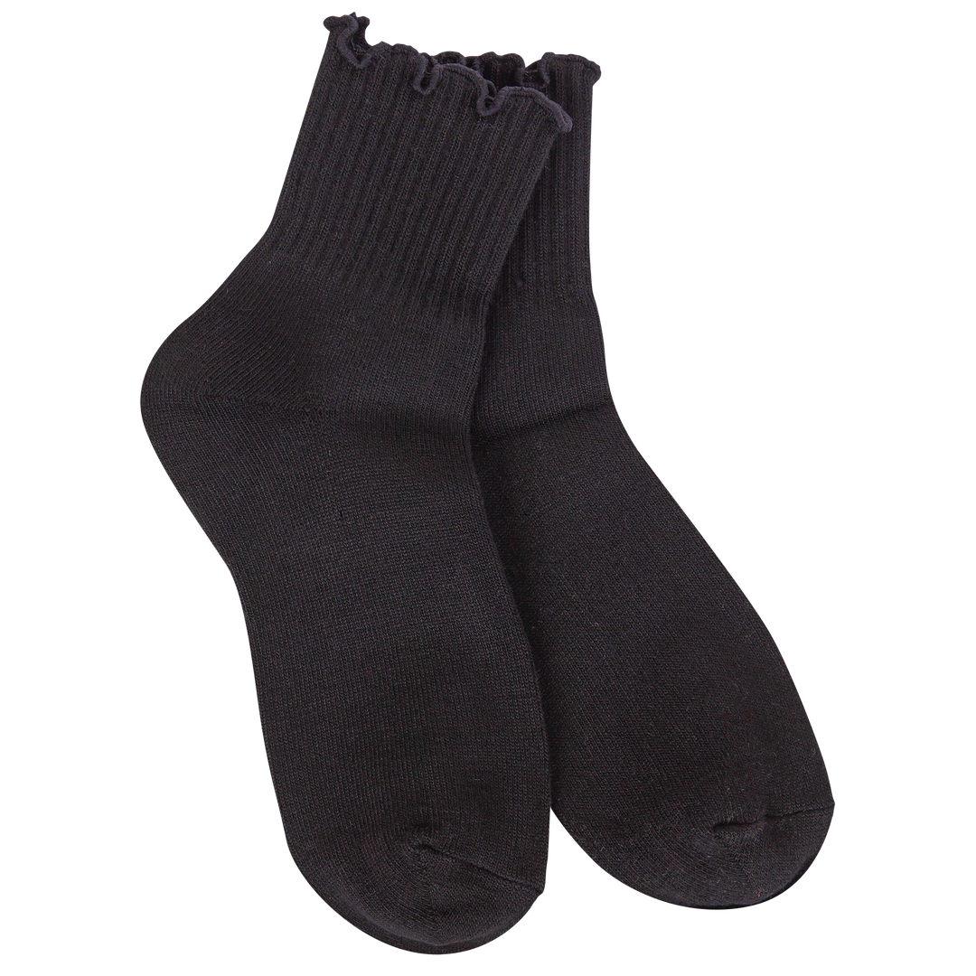 Black Weekend Quarter Ruffle socks with ruffled cuff