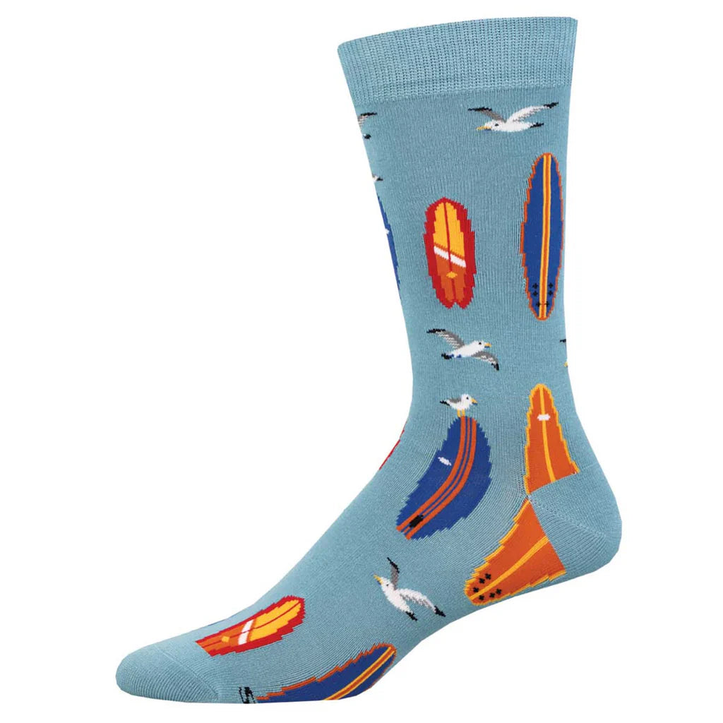 Bamboo Ride The Wave Crew Socks | Men's - Knock Your Socks Off