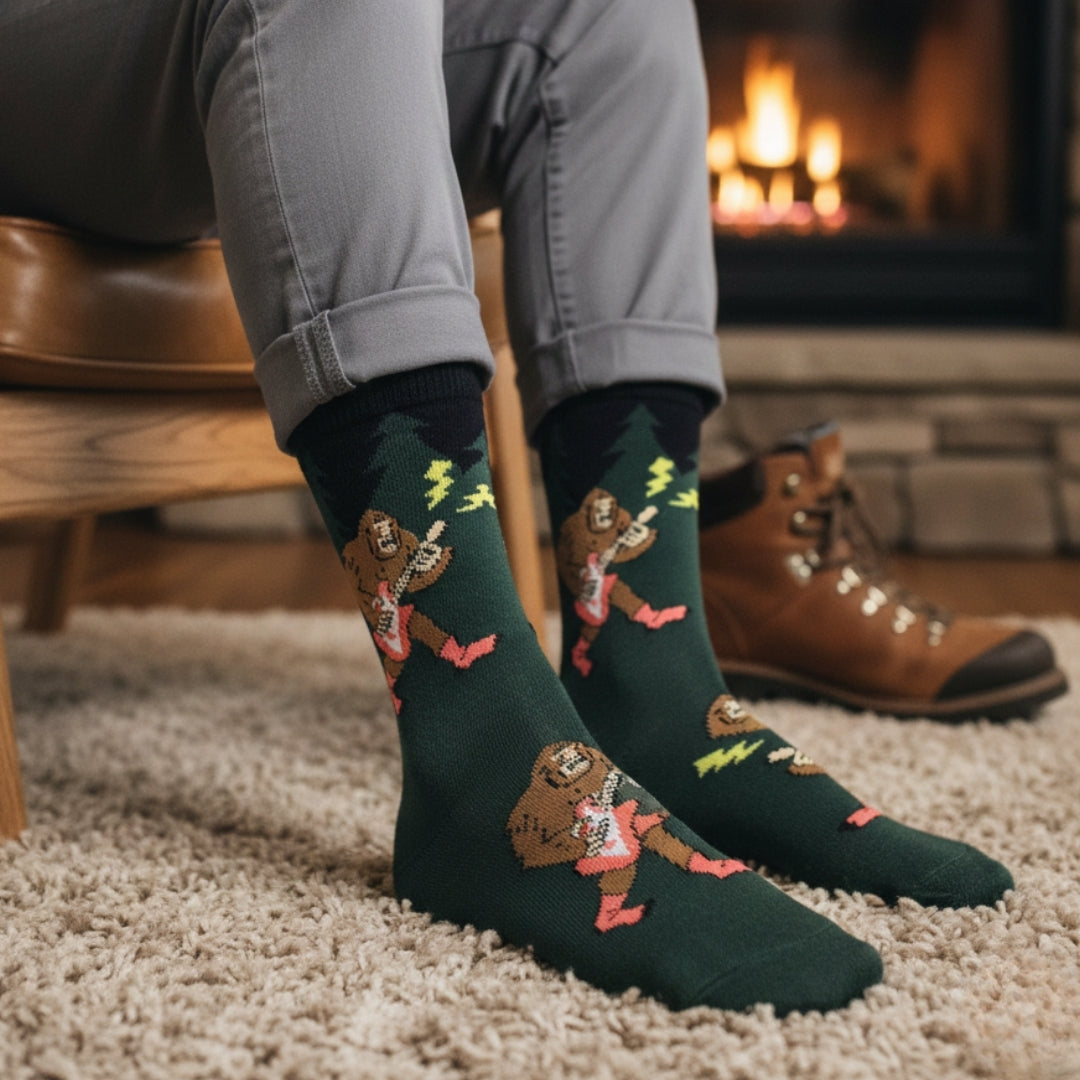 Guitar Bigfoot Crew Socks | Men&