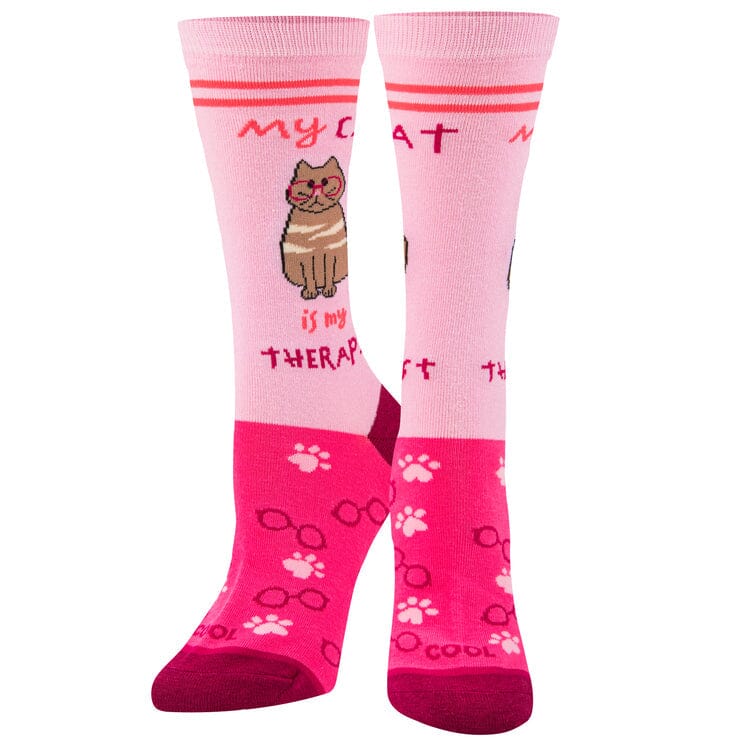 Cat Therapist Crew Socks | Women's - Knock Your Socks Off