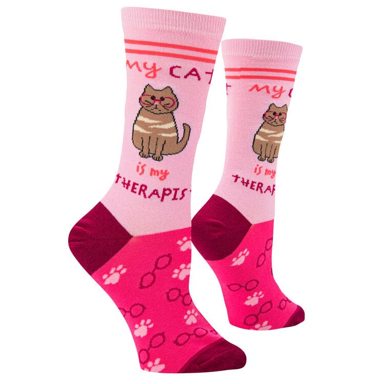 Cat Therapist Crew Socks | Women's - Knock Your Socks Off