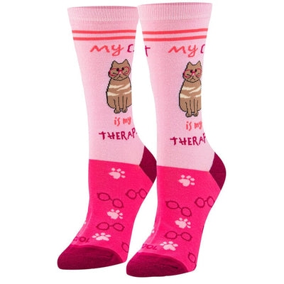 Cat Therapist Crew Socks | Women's - Knock Your Socks Off