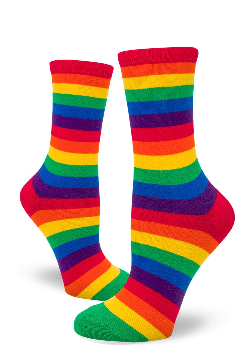 Classic Rainbow Striped Crew Socks | Women's - Knock Your Socks Off