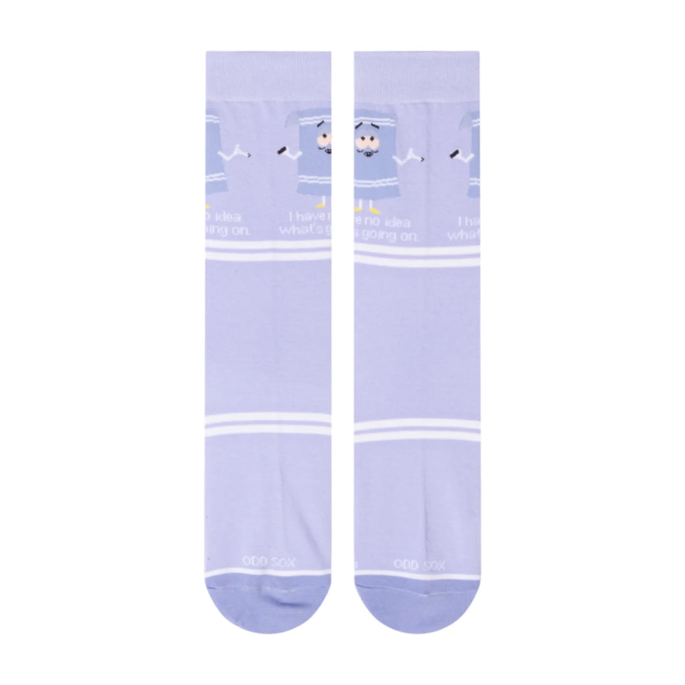 Men's lavender Towelie crew socks, flat back view