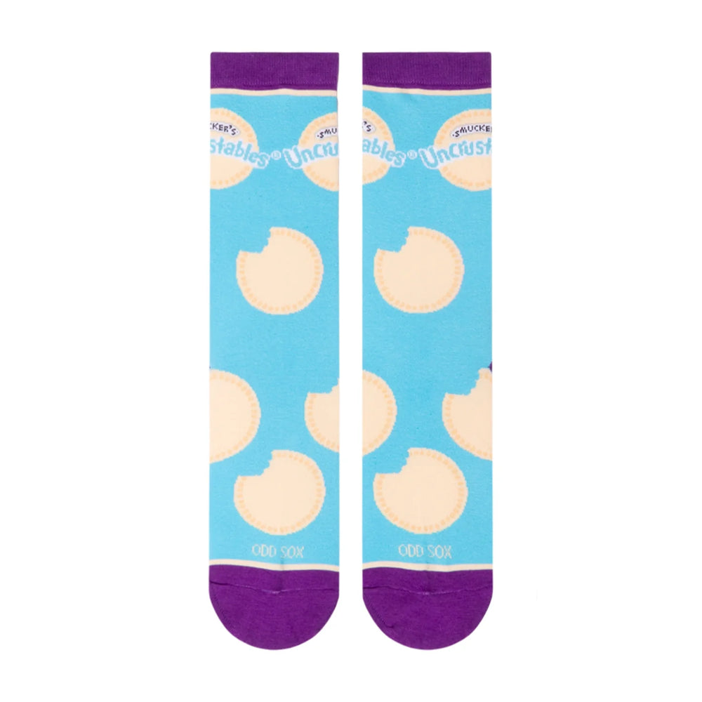 Women's Uncrustables PB&J crew socks, flat front view