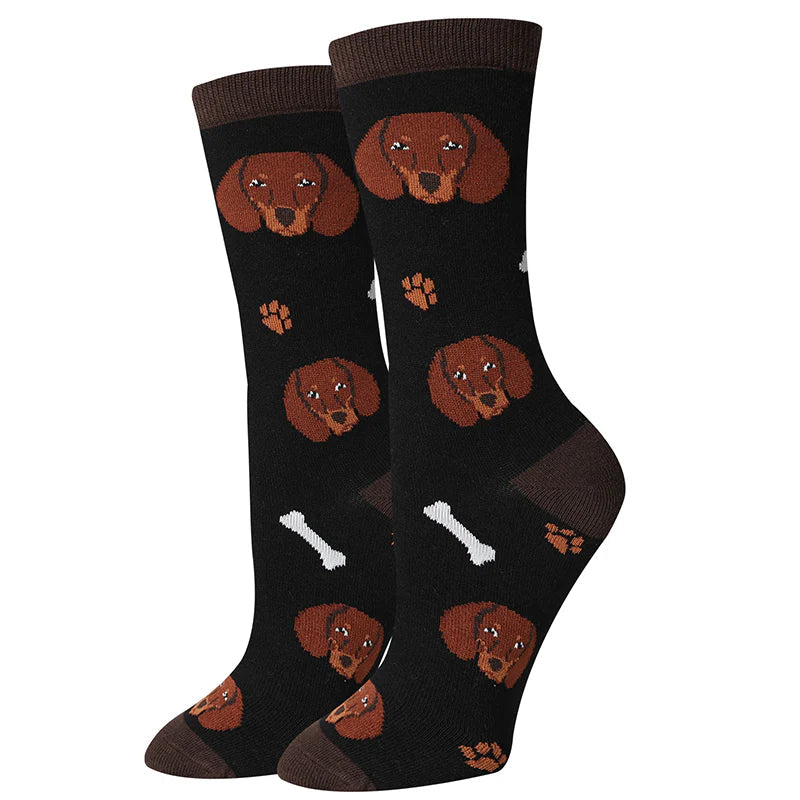 Dachshund Black Crew Socks | Women&