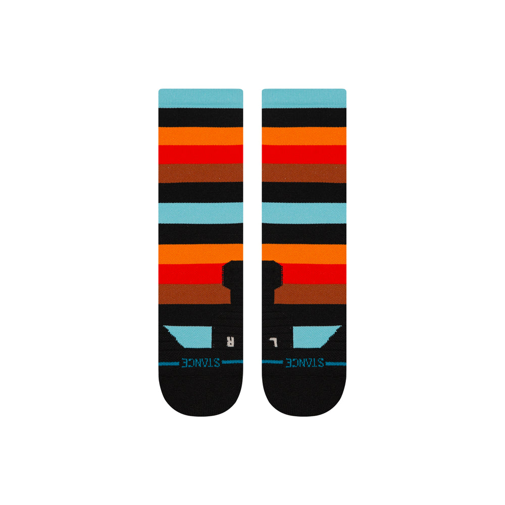 Men's bold stripe performance crew socks back flat view showing the stripes