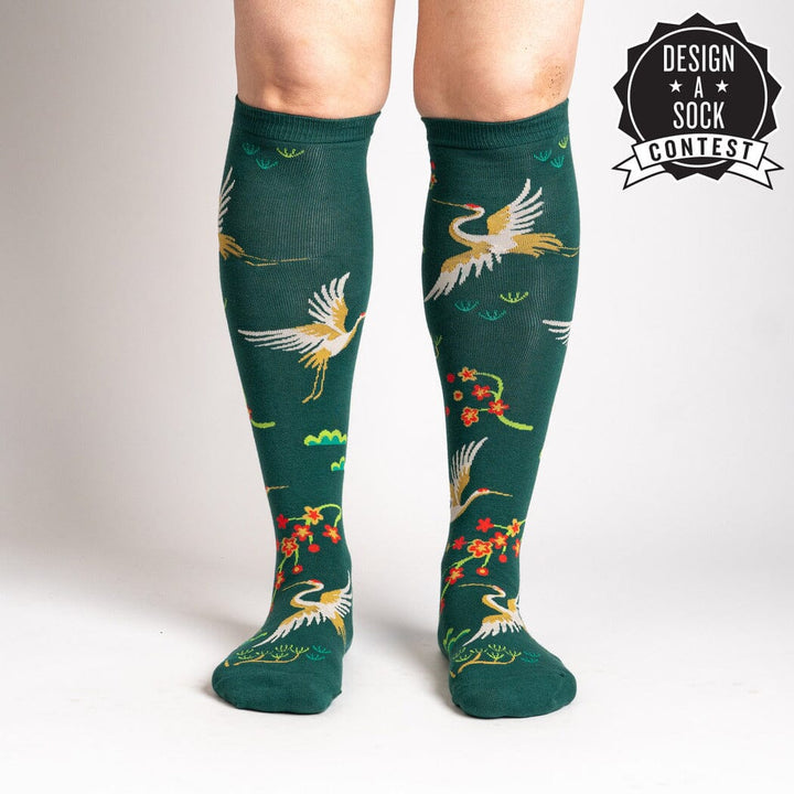 Flying Cranes Knee High Socks | Women&