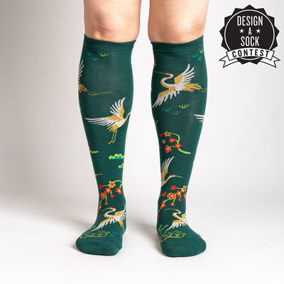 Flying Cranes Knee High Socks | Women's - Knock Your Socks Off