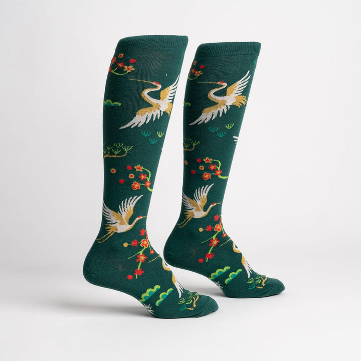 Flying Cranes Knee High Socks | Women&